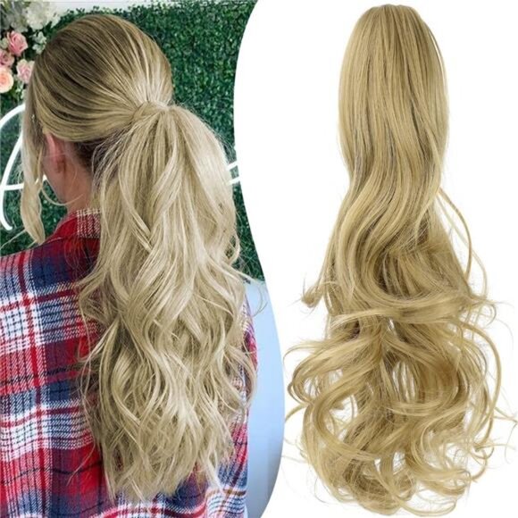 Claw Clip Ponytail Extension 18", Ash Blonde
